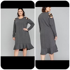 Lanebryant cold shoulder dress with ruffle hem size 28